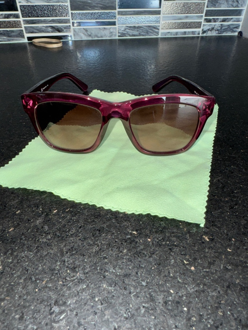 Valentino Deep Burgundy Acetate Sunglasses with Brown Gradient Lenses